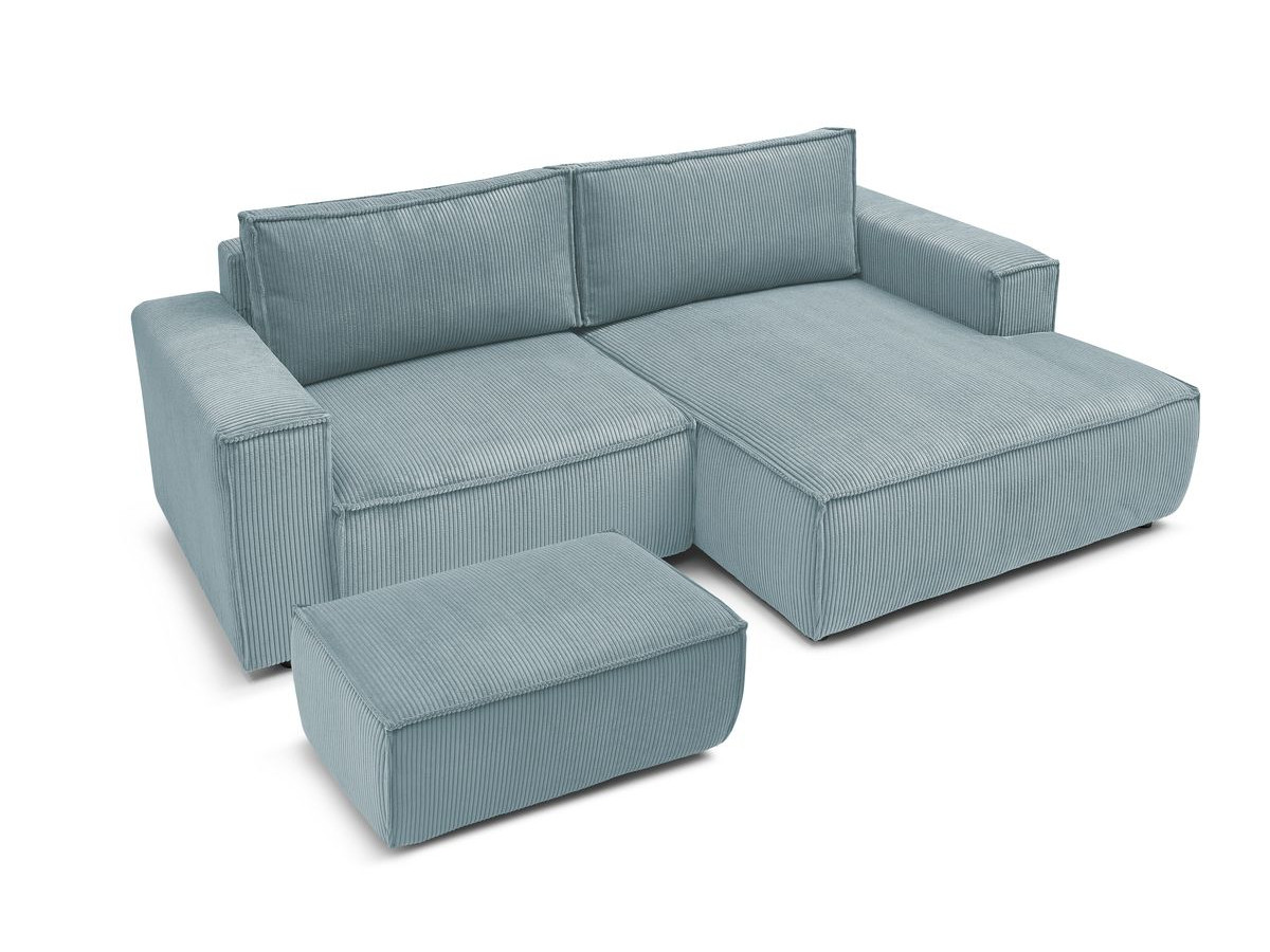 Canapé d'angle fixe compact NIHAD velours côtelé avec pouf