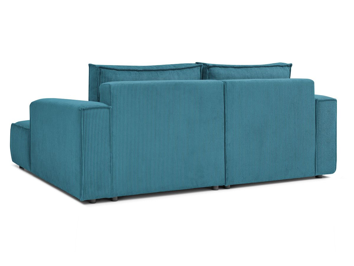 Canapé d'angle fixe compact NIHAD velours côtelé avec pouf