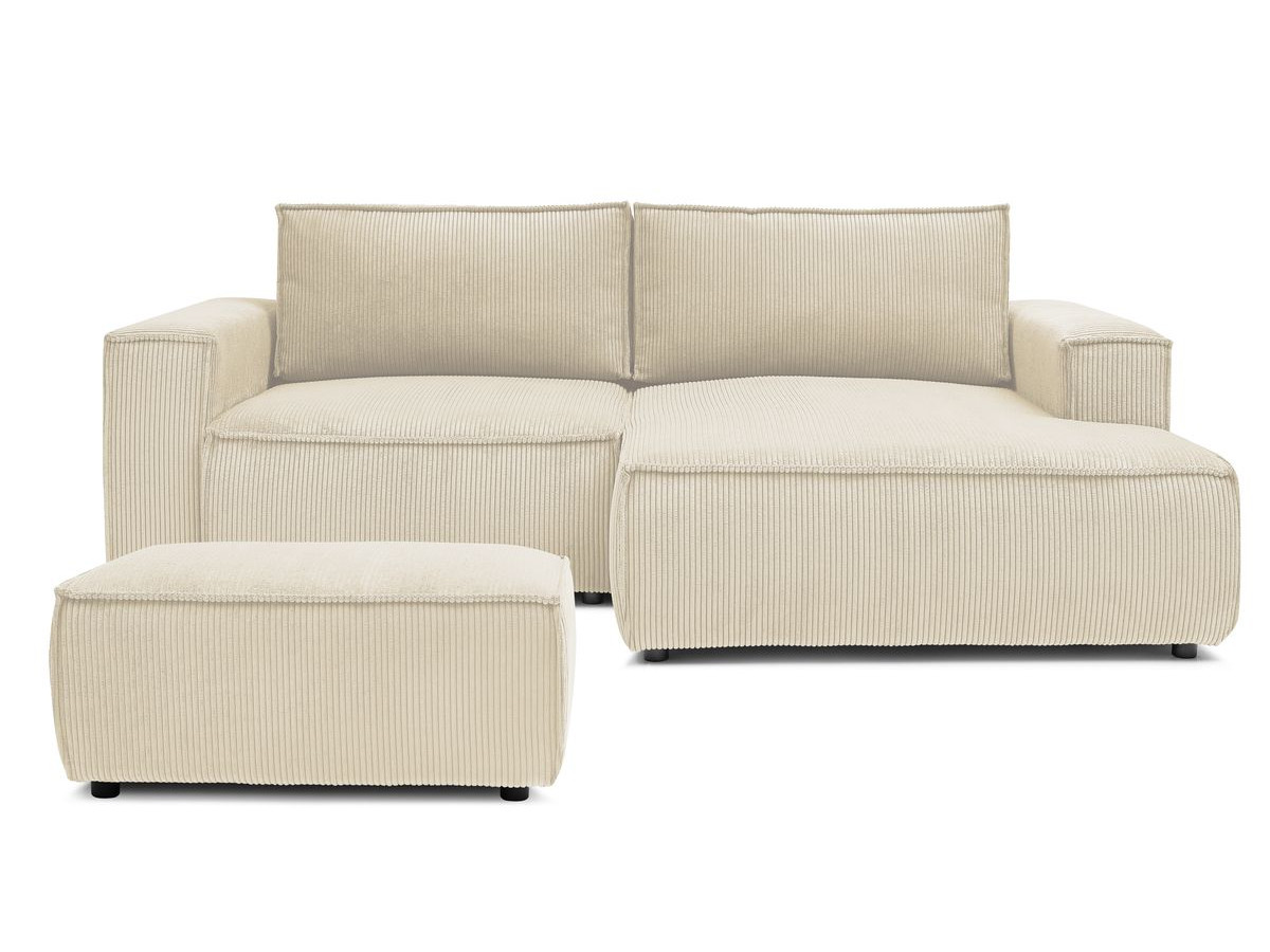 Canapé d'angle fixe compact NIHAD velours côtelé avec pouf