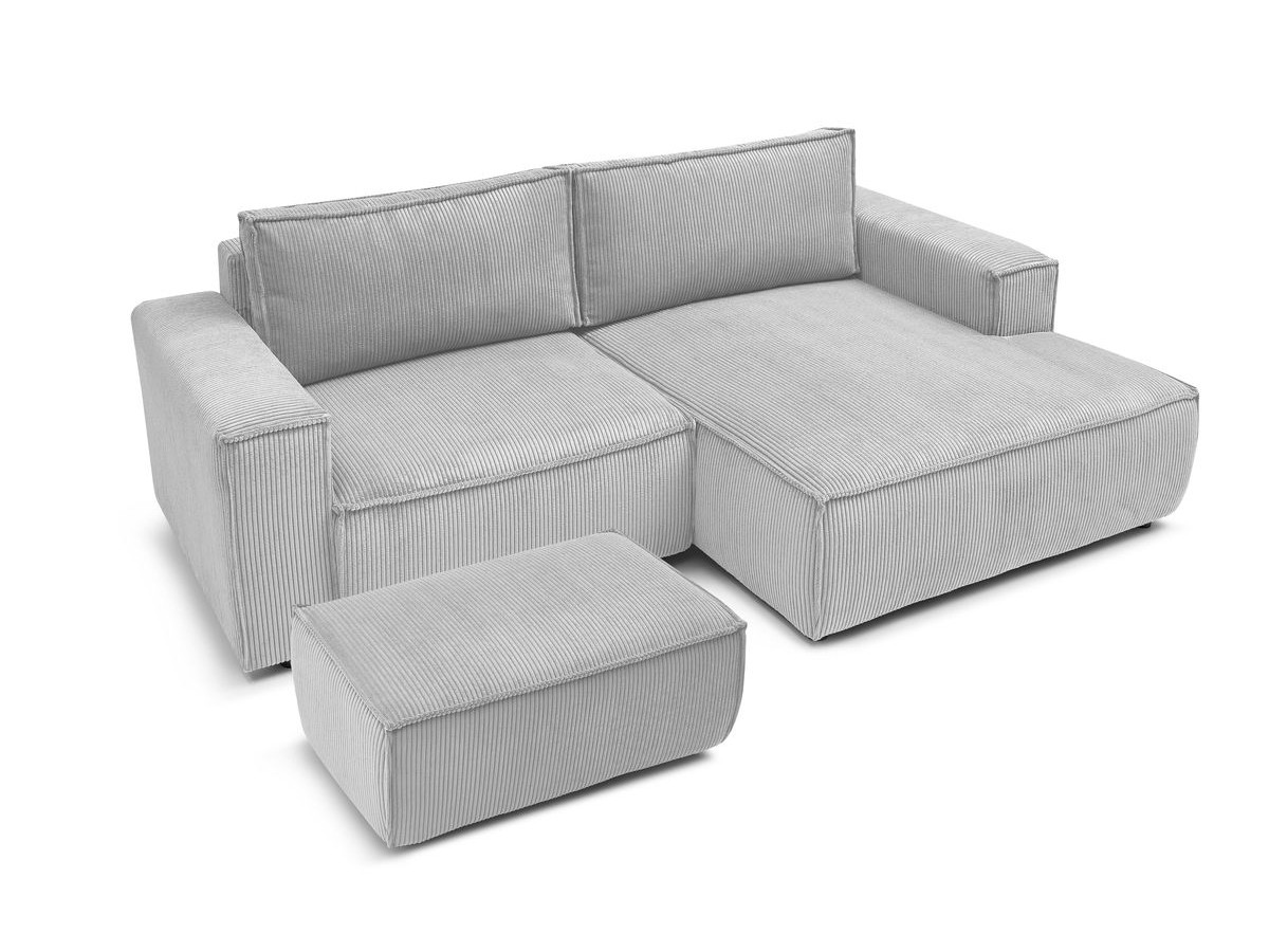 Canapé d'angle fixe compact NIHAD velours côtelé avec pouf