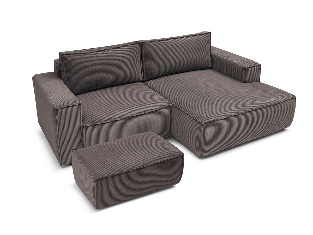 Canapé d'angle fixe compact NIHAD velours côtelé avec pouf