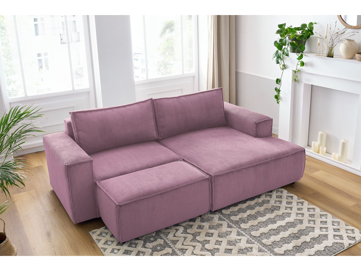 NIHAD compacte vaste hoekbank in corduroy met voetenbank