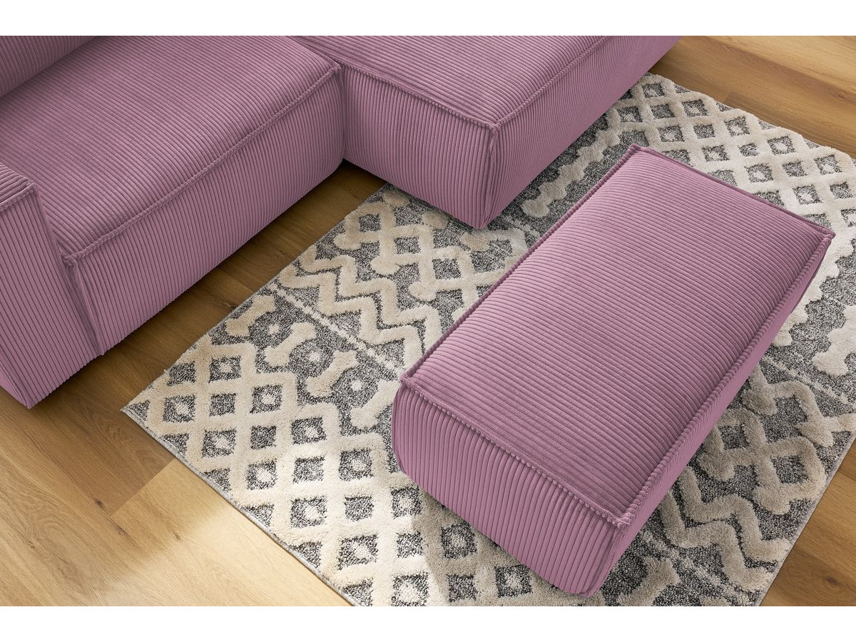 NIHAD compacte vaste hoekbank in corduroy met voetenbank