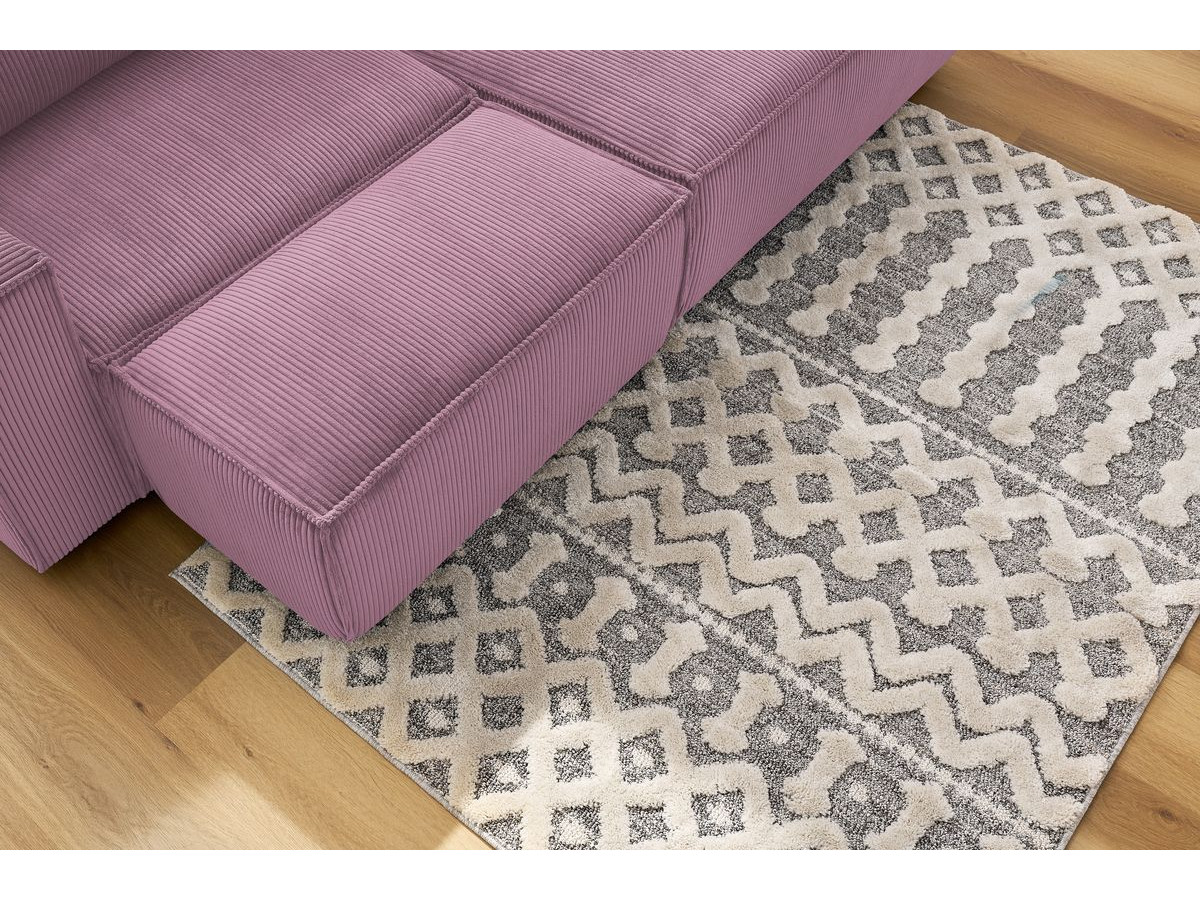 NIHAD compacte vaste hoekbank in corduroy met voetenbank