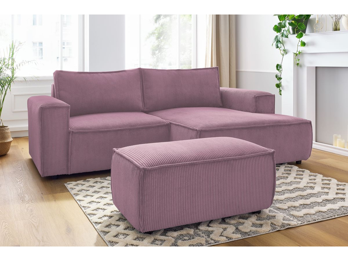 NIHAD compacte vaste hoekbank in corduroy met voetenbank