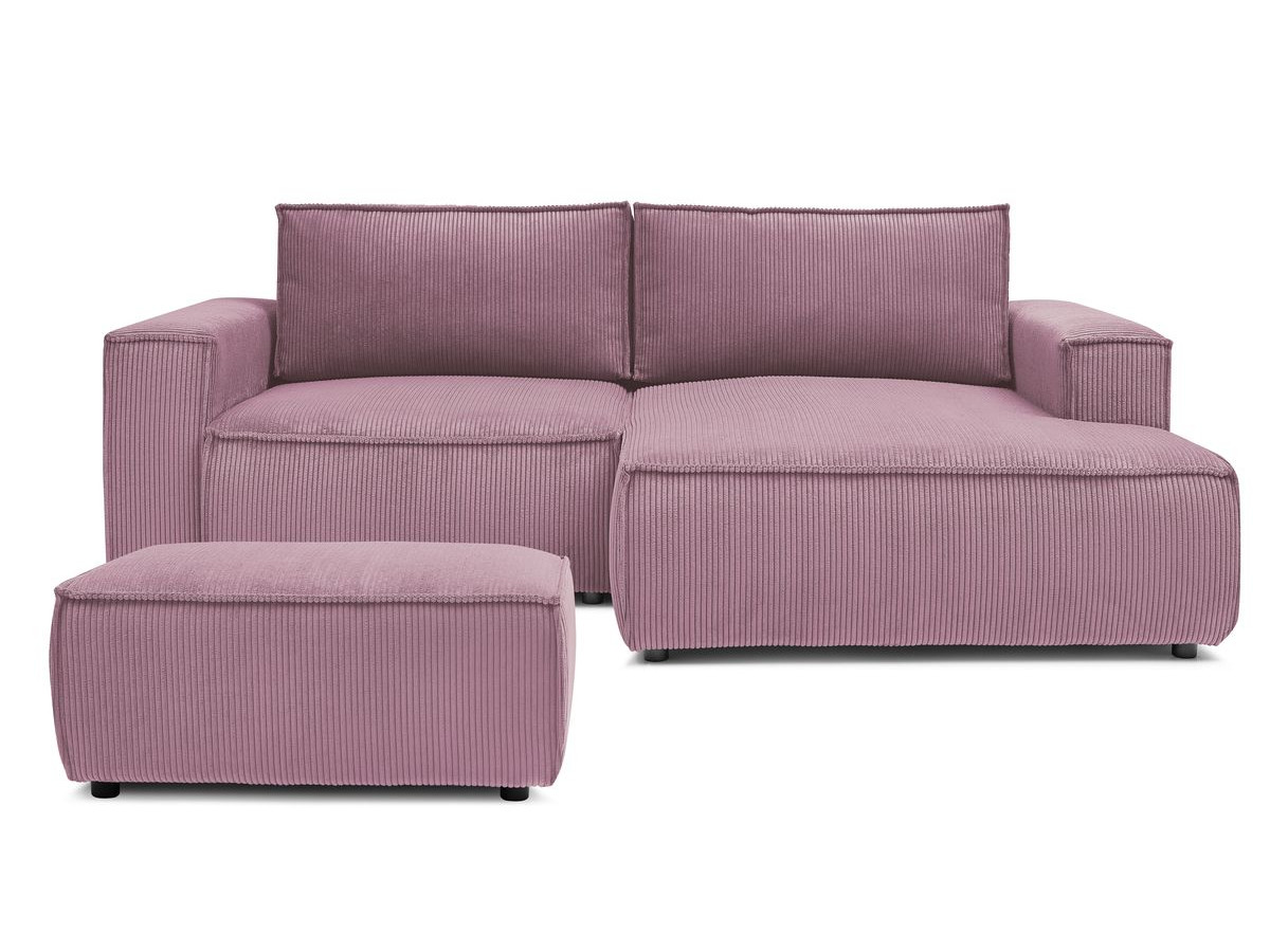 NIHAD compacte vaste hoekbank in corduroy met voetenbank