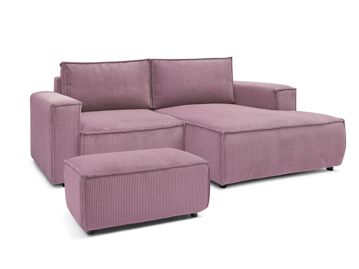 NIHAD compacte vaste hoekbank in corduroy met voetenbank
