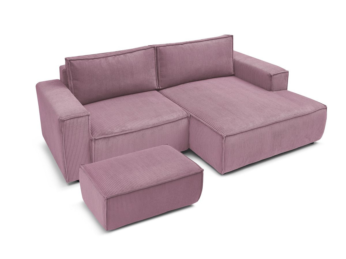 NIHAD compacte vaste hoekbank in corduroy met voetenbank