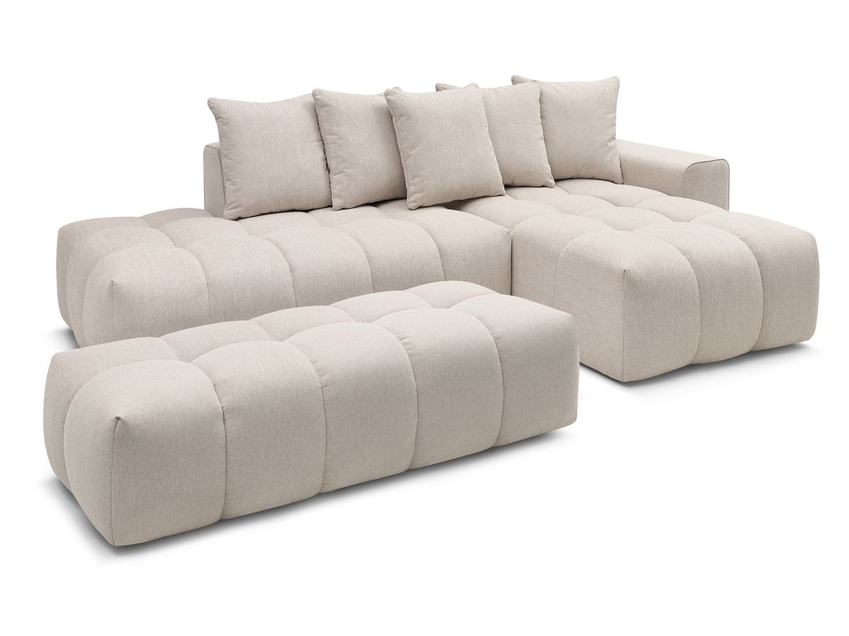 Canapé d'angle fixe MONT-BLANC tissu avec pouf