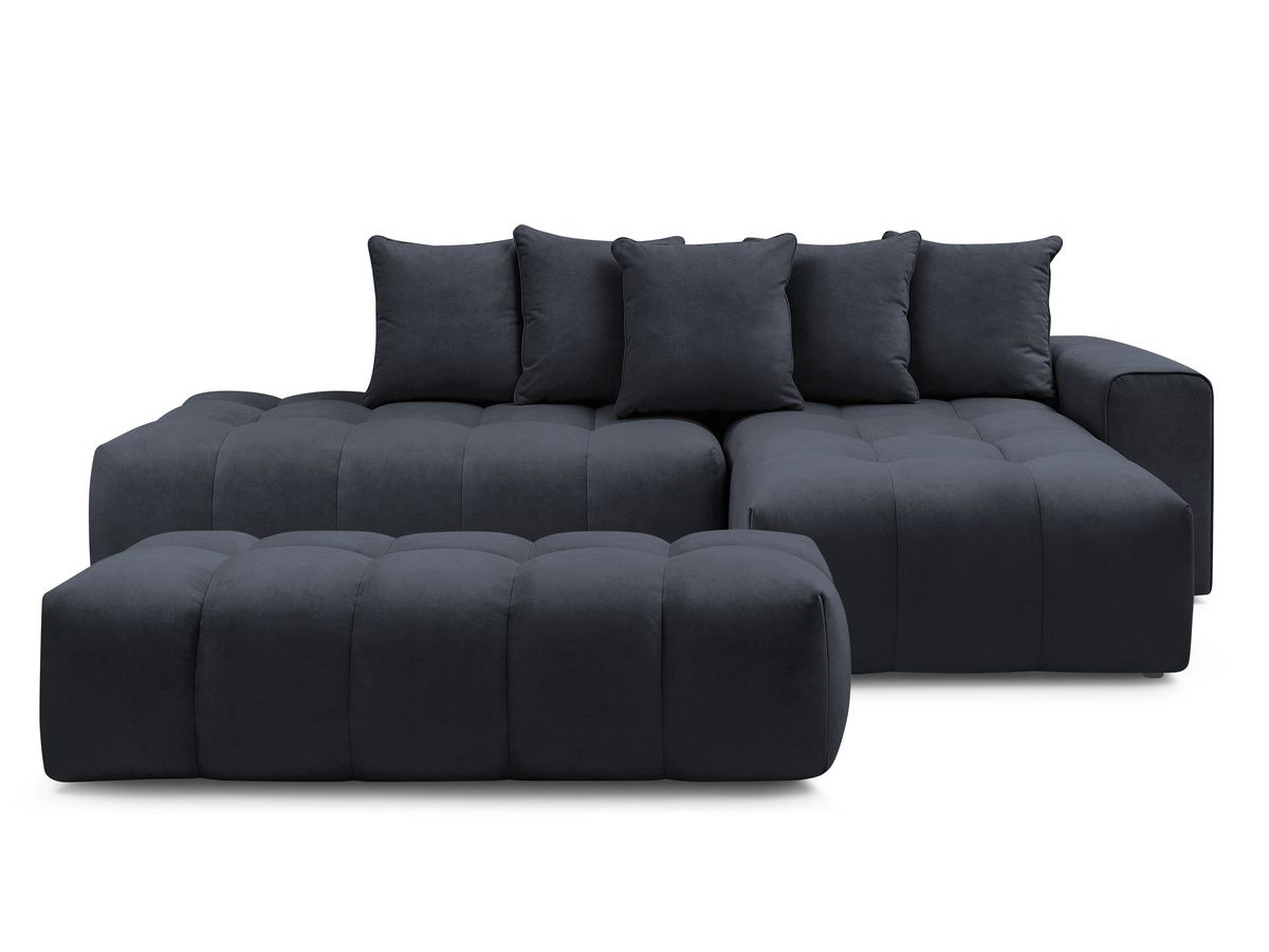 Canapé d'angle fixe MONT-BLANC velours avec pouf