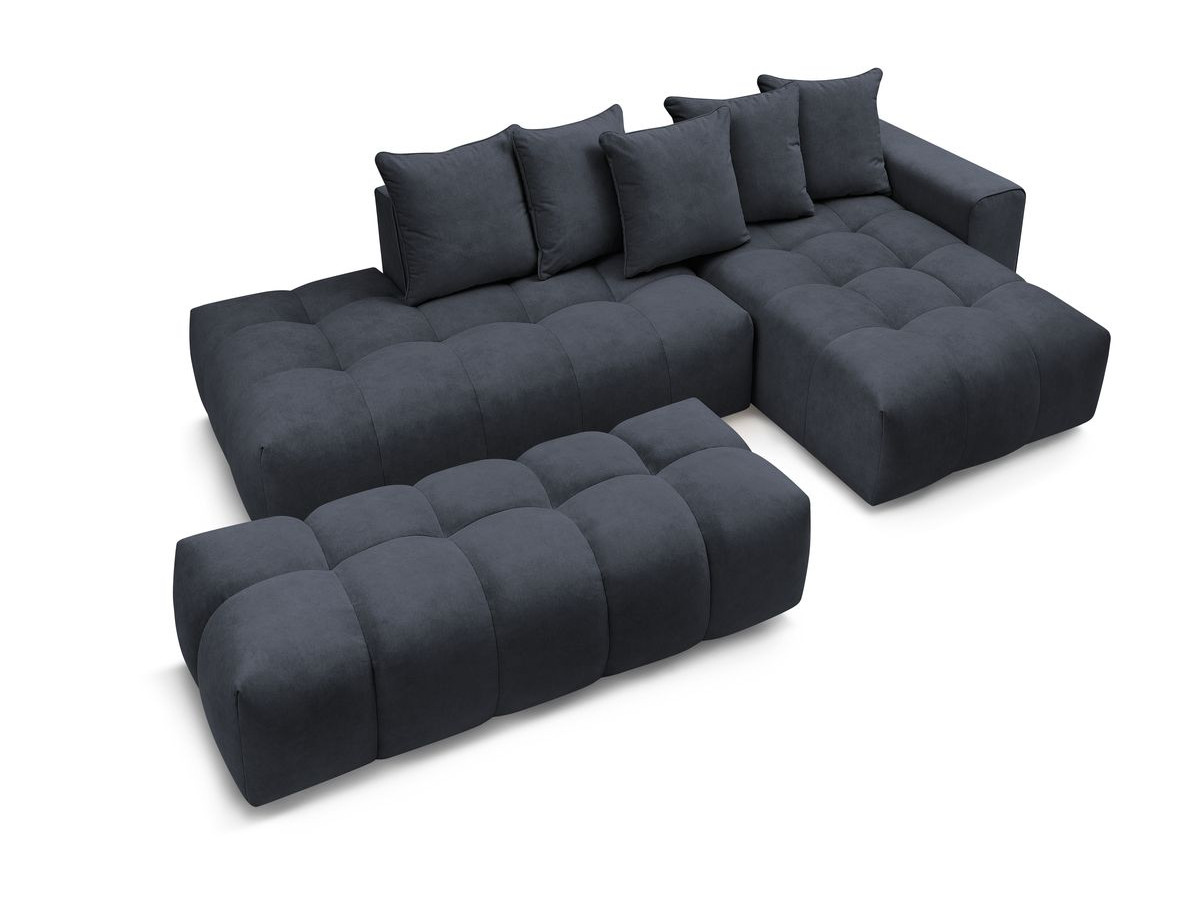Canapé d'angle fixe MONT-BLANC velours avec pouf