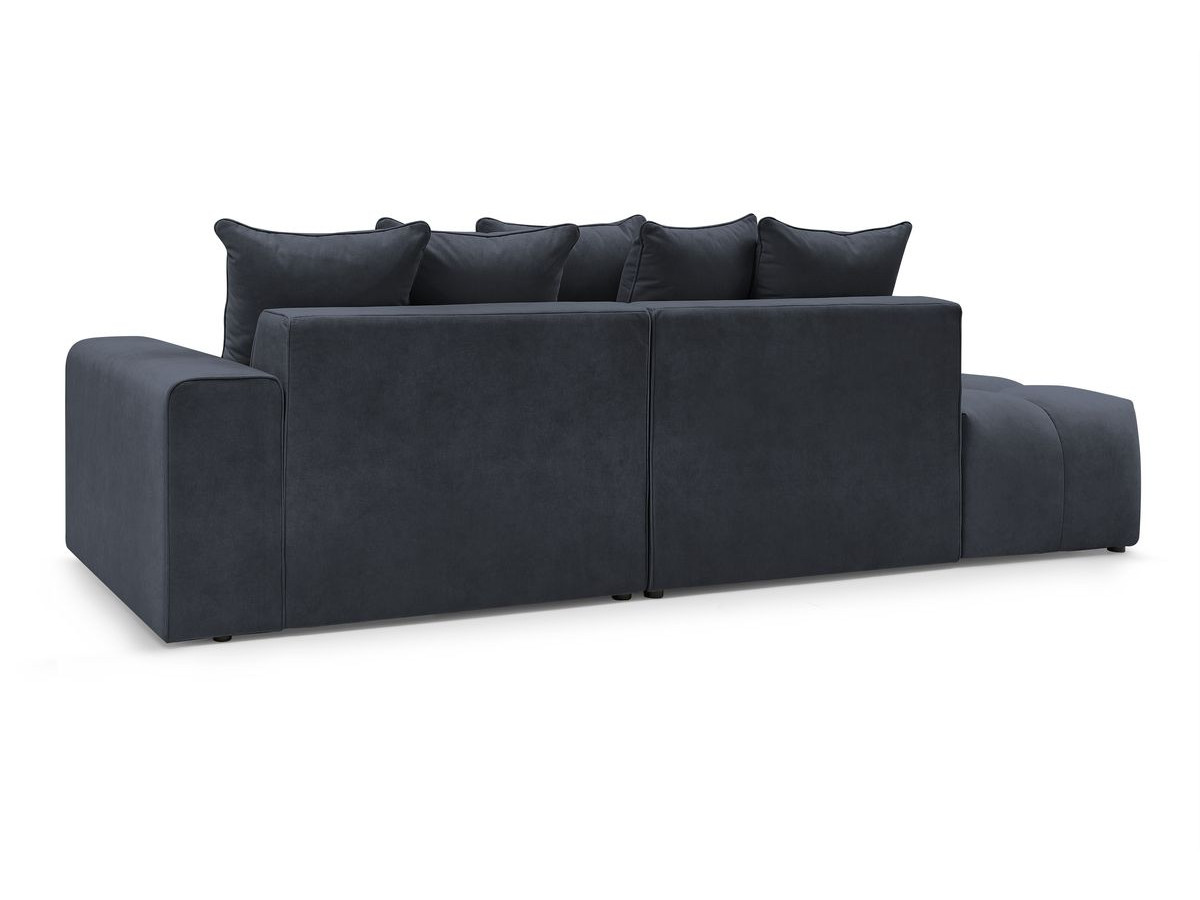 Canapé d'angle fixe MONT-BLANC velours avec pouf