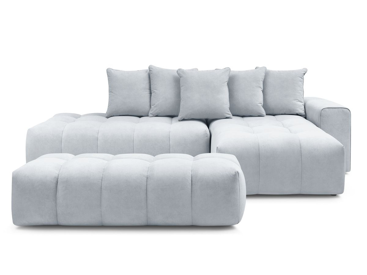 Canapé d'angle fixe MONT-BLANC velours avec pouf