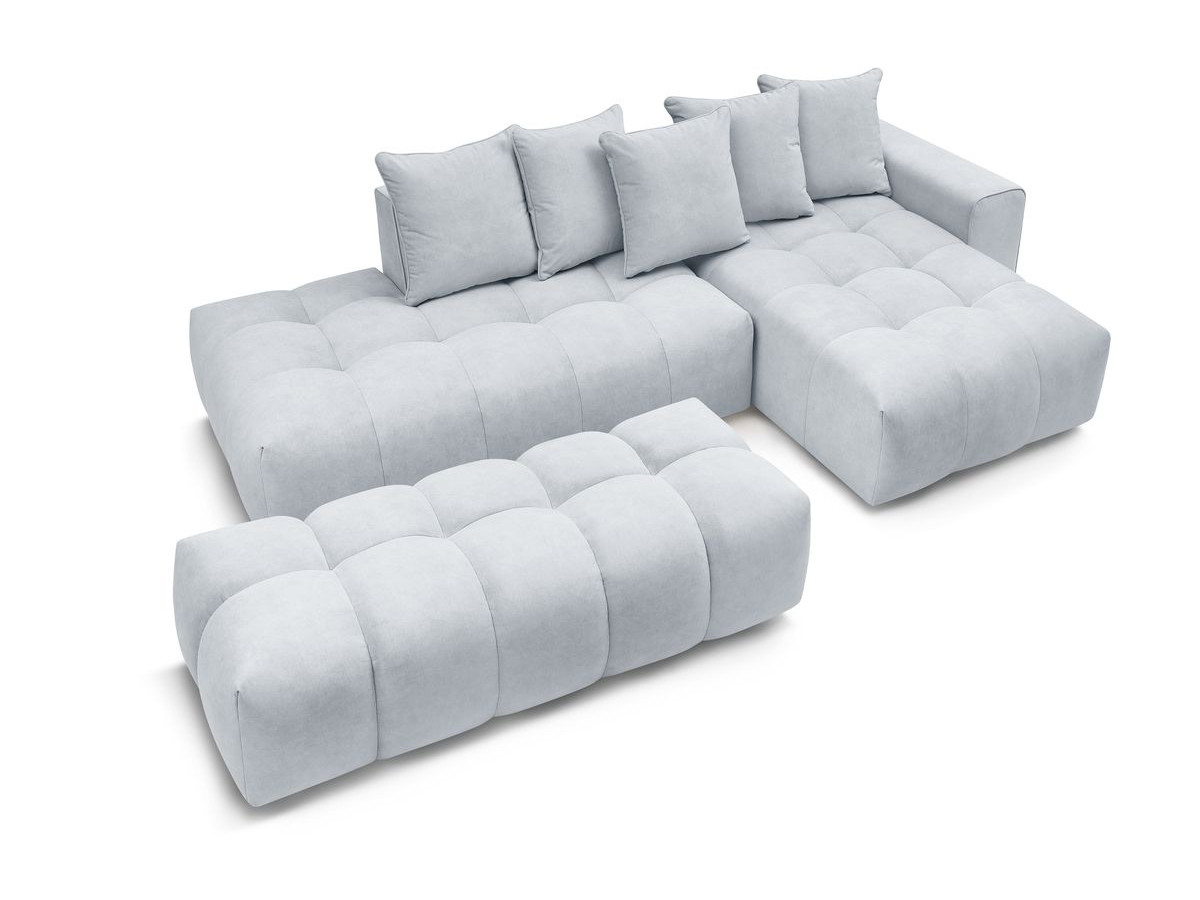 Canapé d'angle fixe MONT-BLANC velours avec pouf