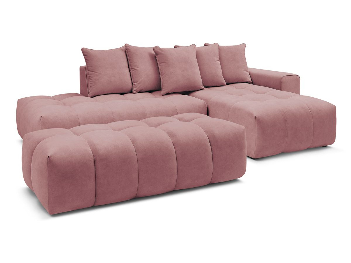 Canapé d'angle fixe MONT-BLANC velours avec pouf
