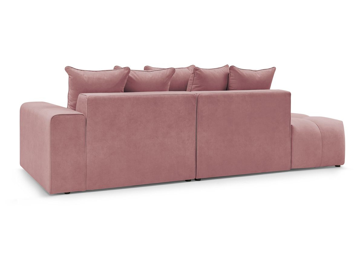 Canapé d'angle fixe MONT-BLANC velours avec pouf