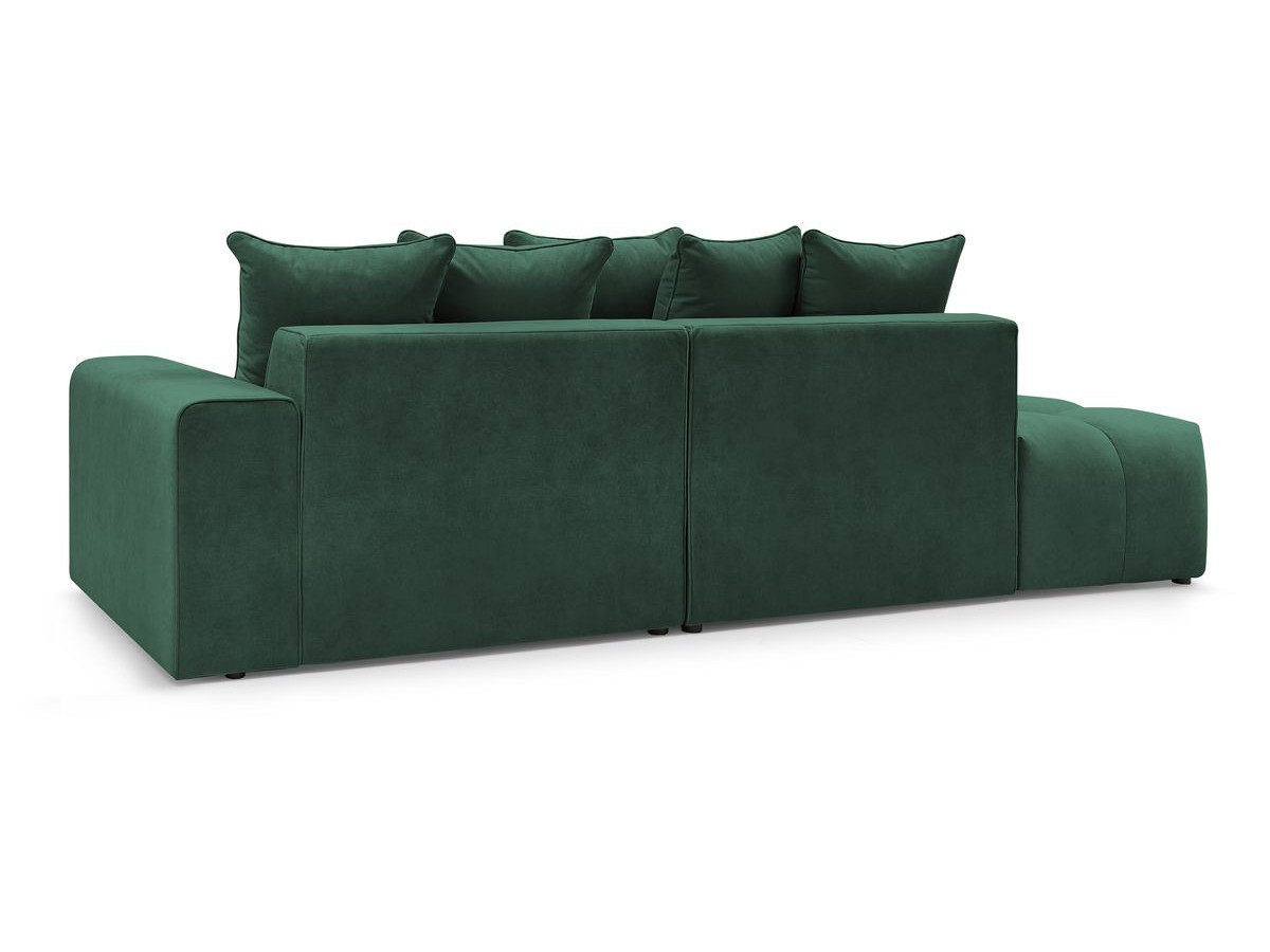Canapé d'angle fixe MONT-BLANC velours avec pouf