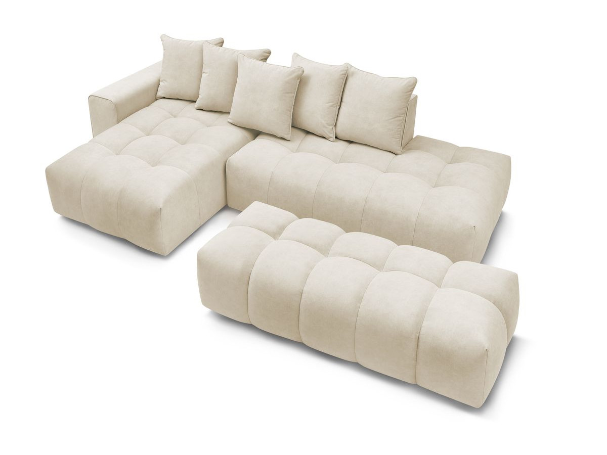 Canapé d'angle fixe MONT-BLANC velours avec pouf