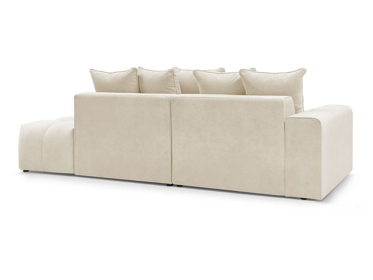 Canapé d'angle fixe MONT-BLANC velours avec pouf