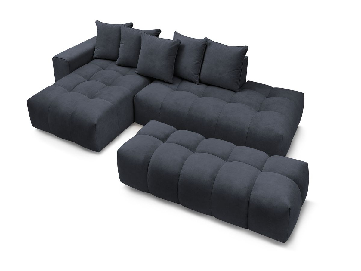 Canapé d'angle fixe MONT-BLANC velours avec pouf