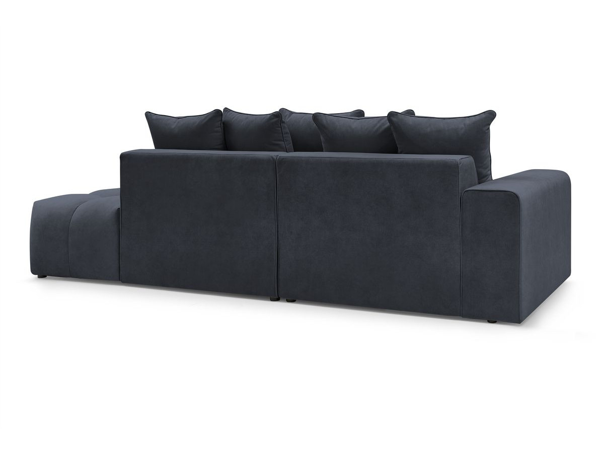 Canapé d'angle fixe MONT-BLANC velours avec pouf