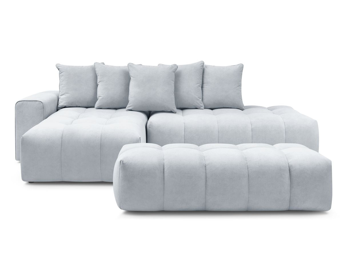 Canapé d'angle fixe MONT-BLANC velours avec pouf