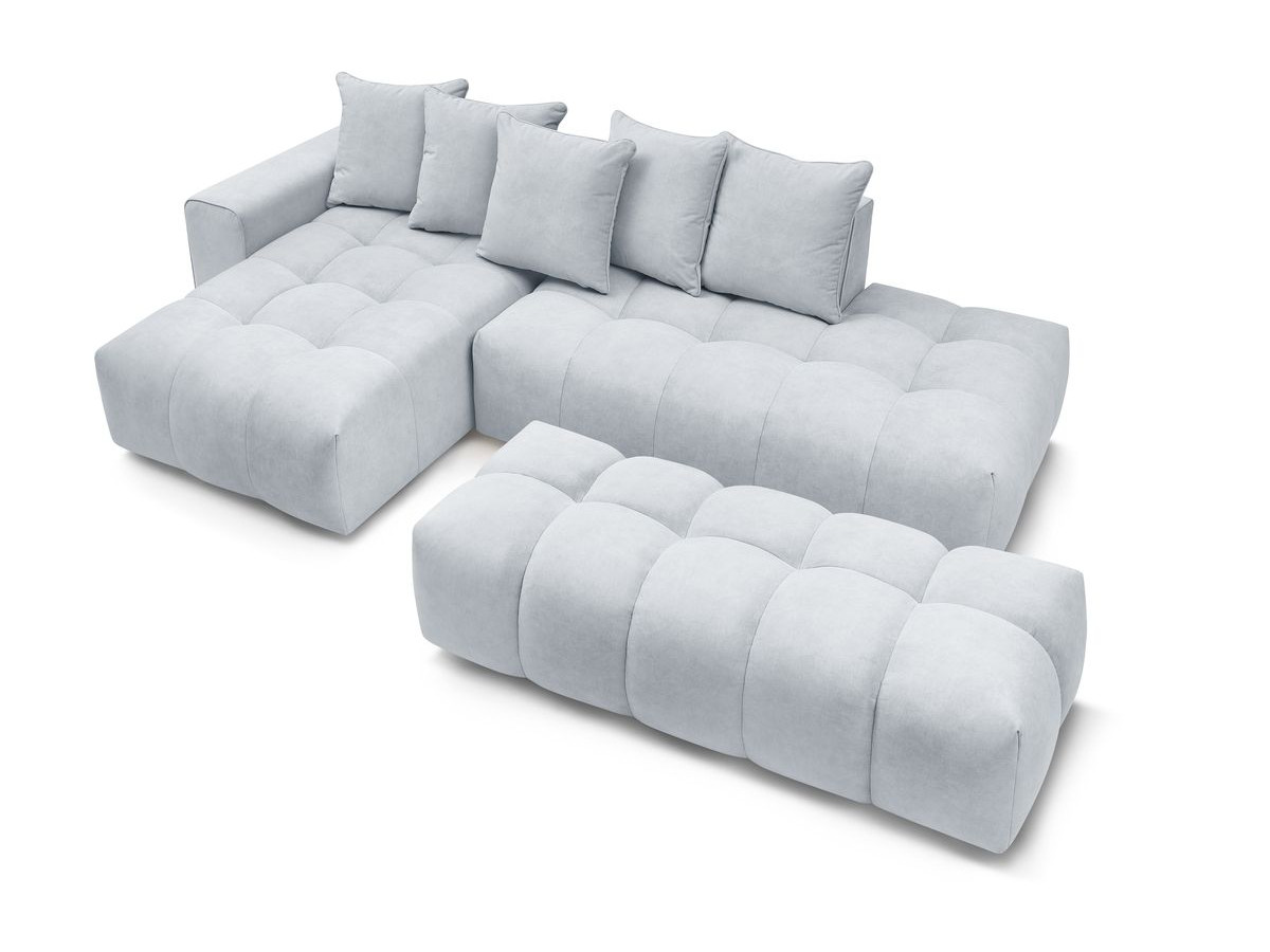 Canapé d'angle fixe MONT-BLANC velours avec pouf