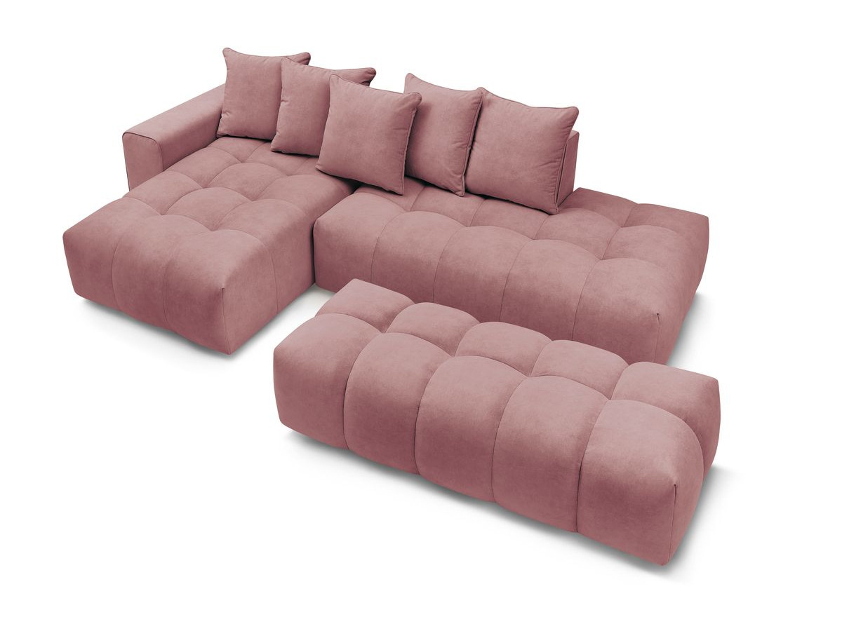 Canapé d'angle fixe MONT-BLANC velours avec pouf