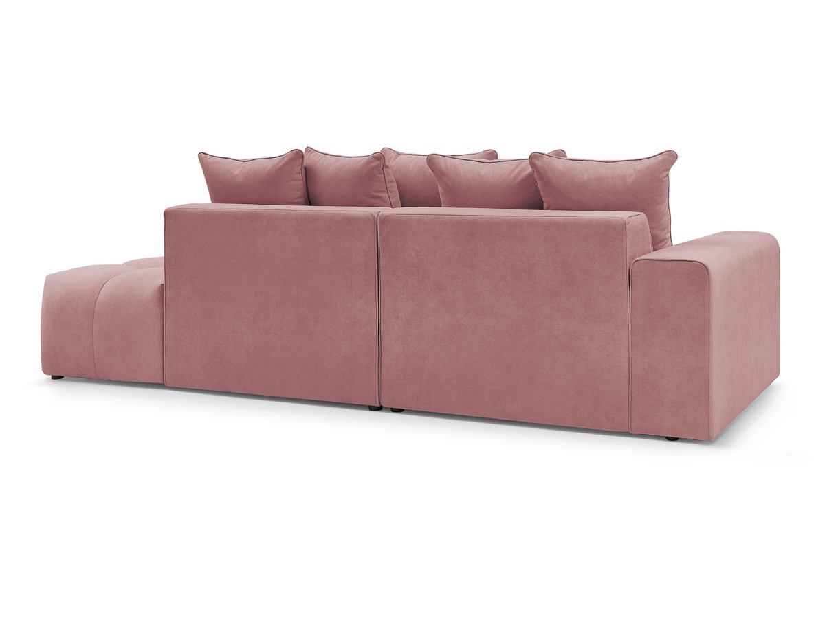 Canapé d'angle fixe MONT-BLANC velours avec pouf