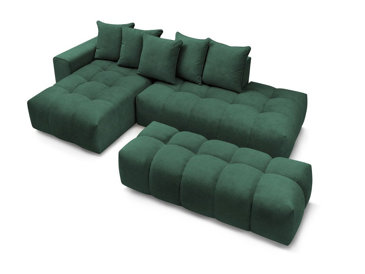 Canapé d'angle fixe MONT-BLANC velours avec pouf