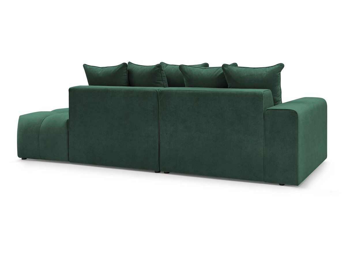 Canapé d'angle fixe MONT-BLANC velours avec pouf