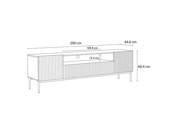 Meuble TV avec niche 200 cm KASHA pieds noirs