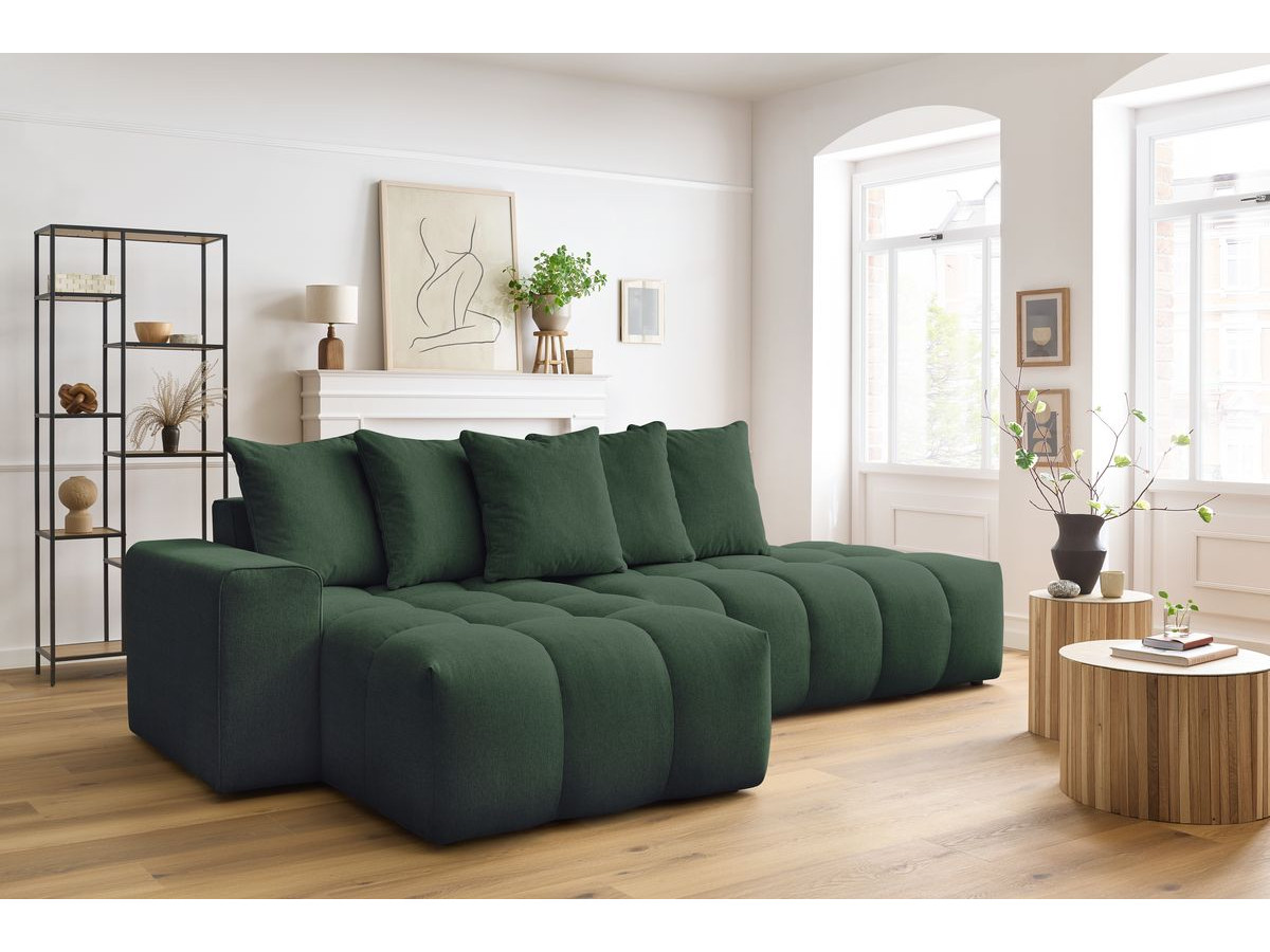 Canapé d'angle fixe MONT-BLANC tissu vert angle gauche BOBOCHIC 3 places - Vue supplémentaire 3