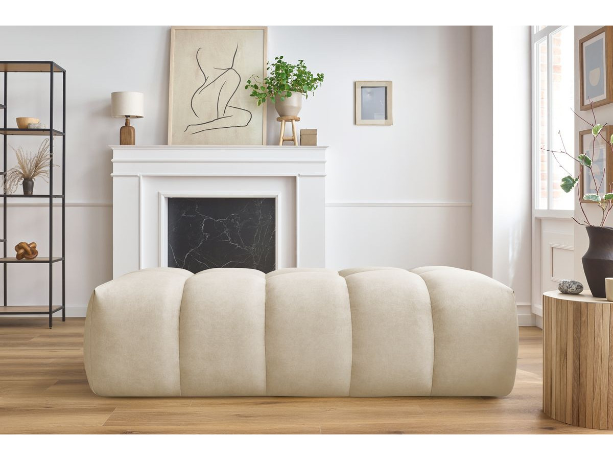 Pouf MONT-BLANC velours beige — vue 5