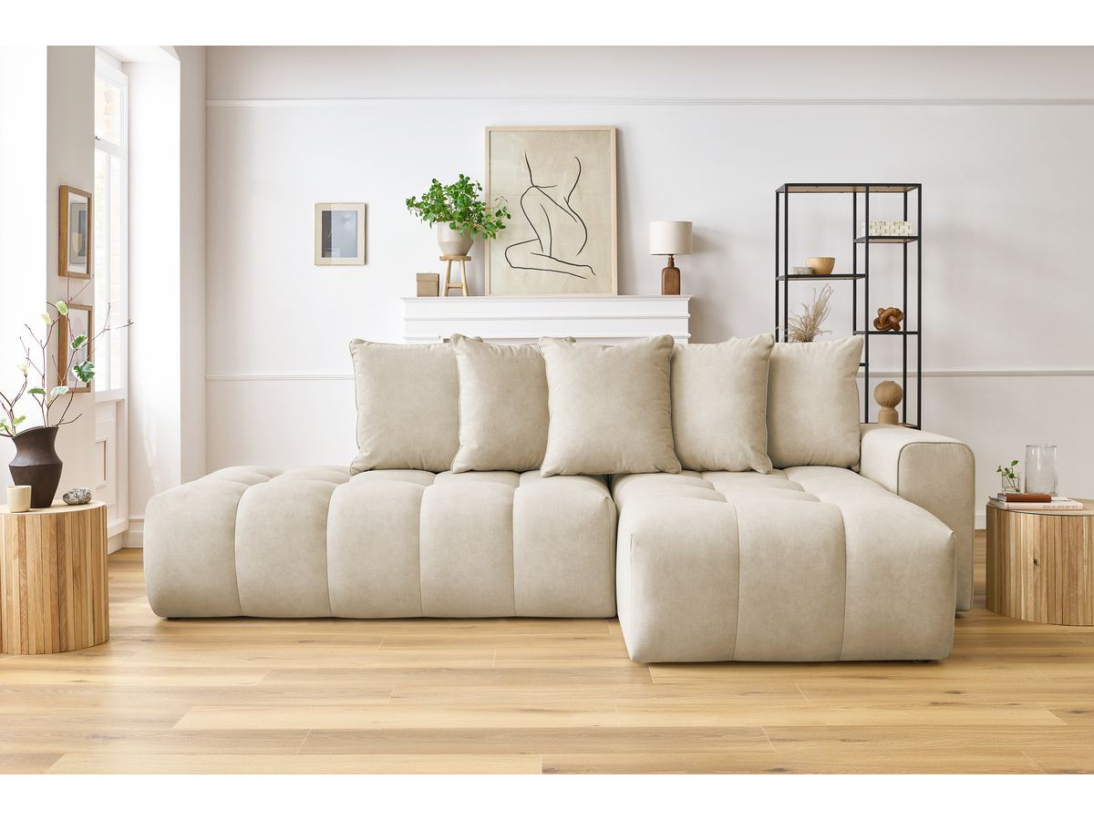 Canapé d'angle MONT-BLANC velours beige — vue 5