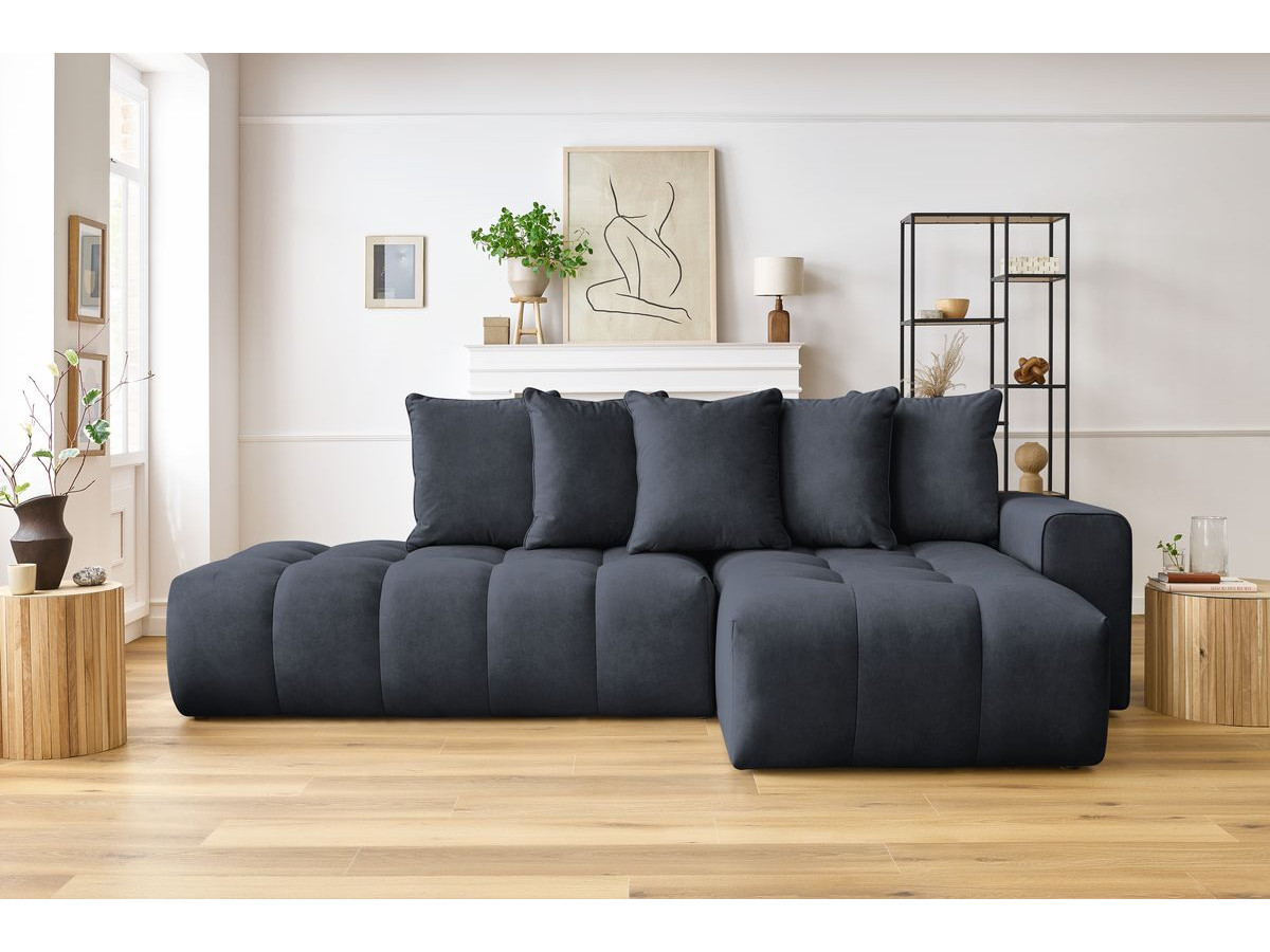 Canapé d'angle MONT-BLANC velours bleu foncé — vue 5