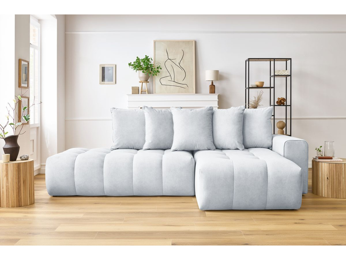 Canapé d'angle MONT-BLANC velours gris clair — vue 5