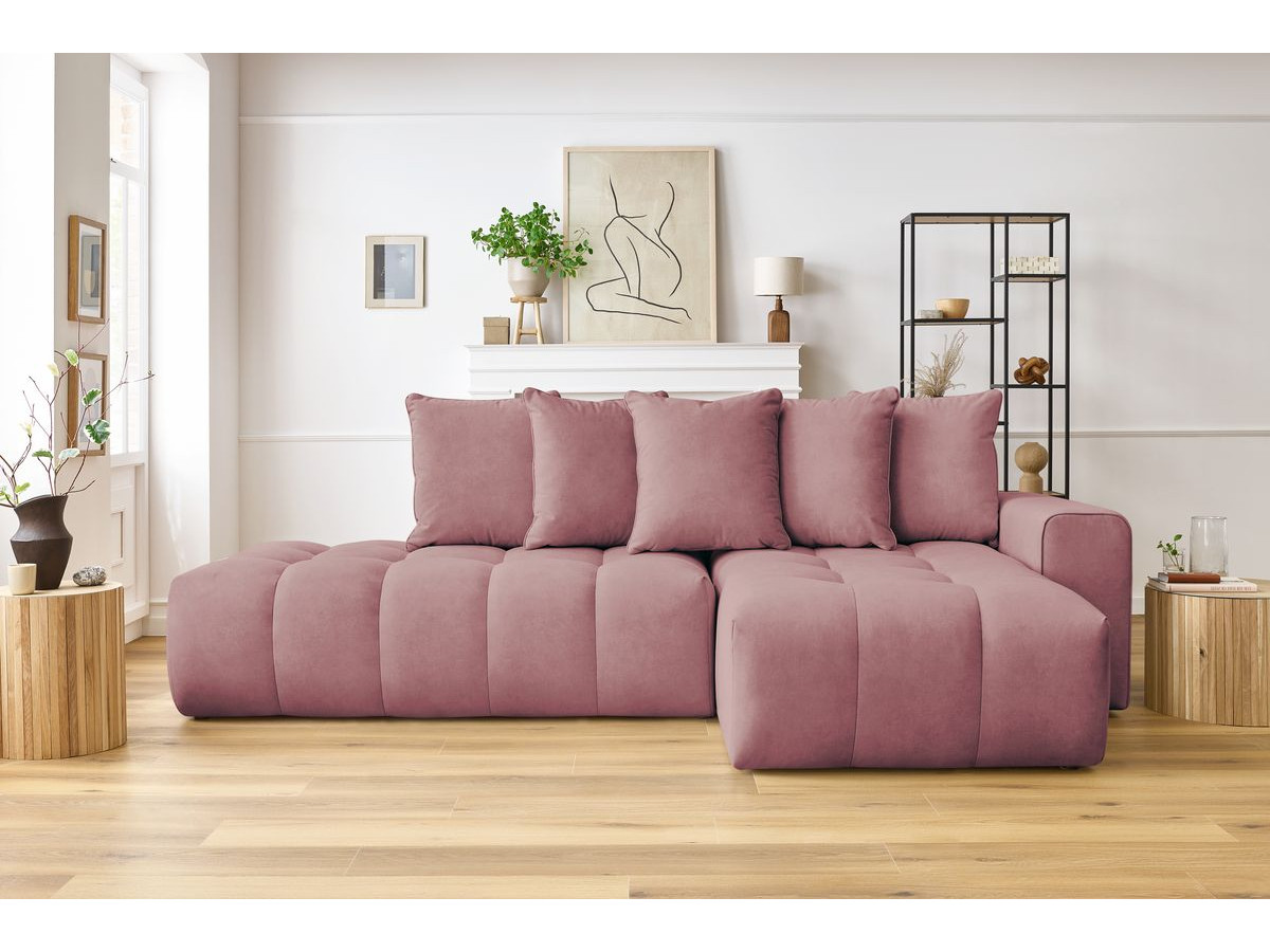 Canapé d'angle MONT-BLANC velours rose — vue 5