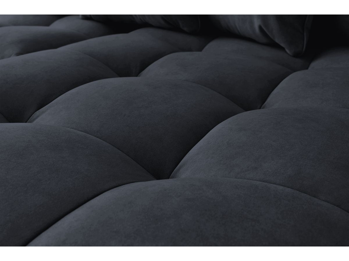 Canapé d'angle fixe MONT-BLANC velours avec pouf
