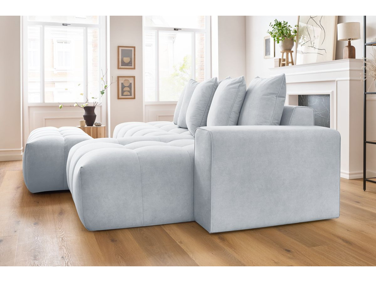 Canapé d'angle fixe MONT-BLANC velours avec pouf