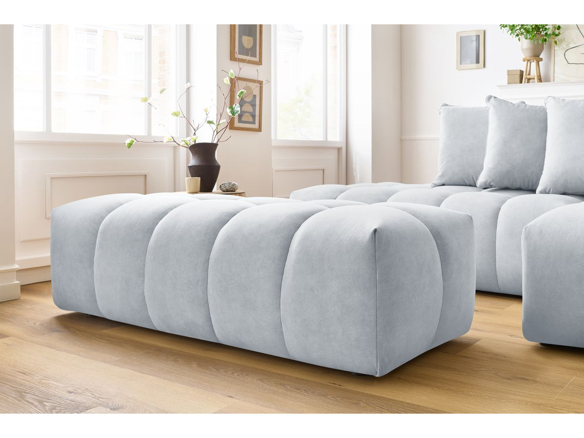 Canapé d'angle fixe MONT-BLANC velours avec pouf