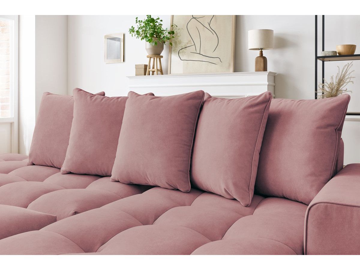 Canapé d'angle fixe MONT-BLANC velours avec pouf