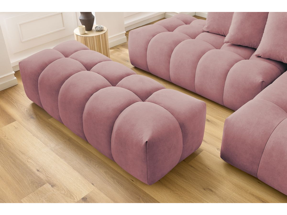 Canapé d'angle fixe MONT-BLANC velours avec pouf