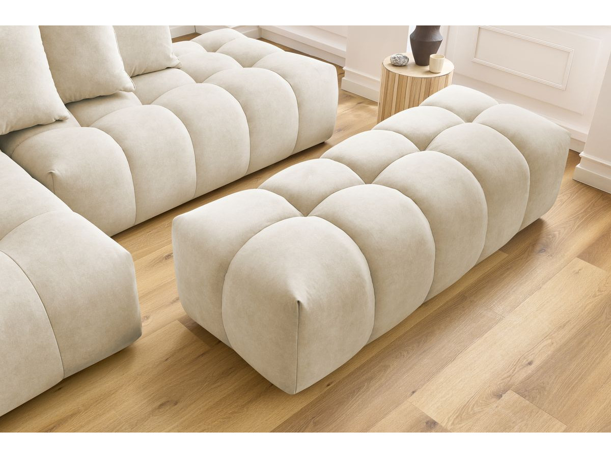 Canapé d'angle fixe MONT-BLANC velours avec pouf