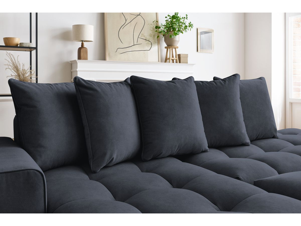 Canapé d'angle fixe MONT-BLANC velours avec pouf