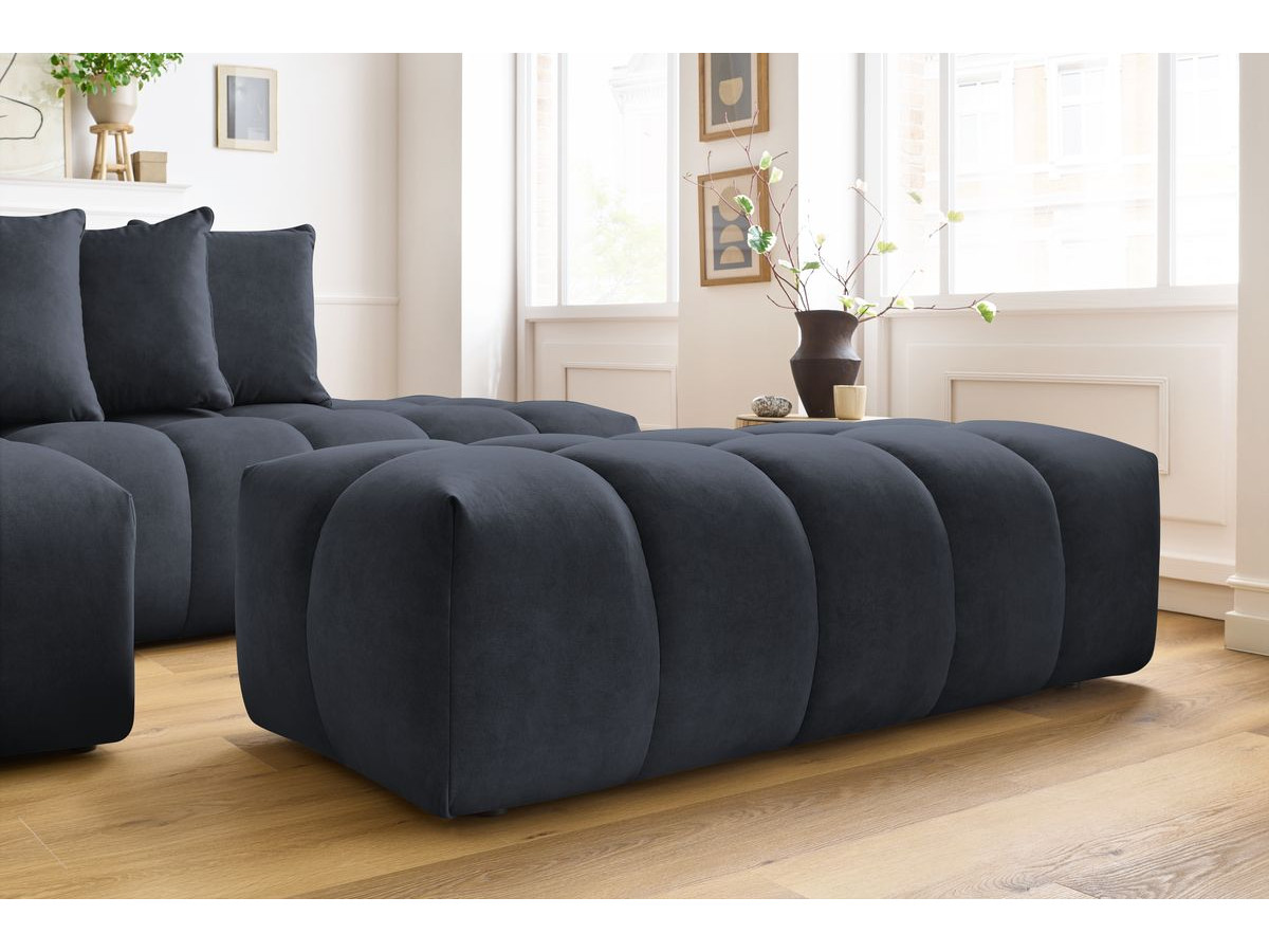Canapé d'angle fixe MONT-BLANC velours avec pouf