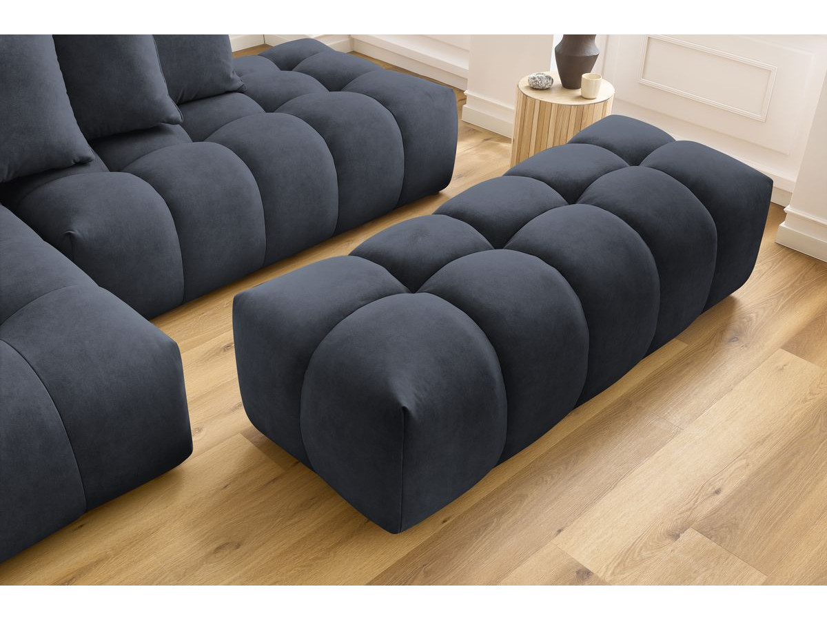Canapé d'angle fixe MONT-BLANC velours avec pouf