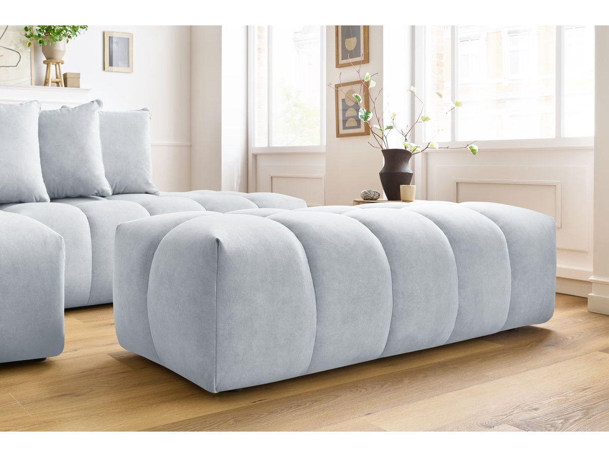 Canapé d'angle fixe MONT-BLANC velours avec pouf
