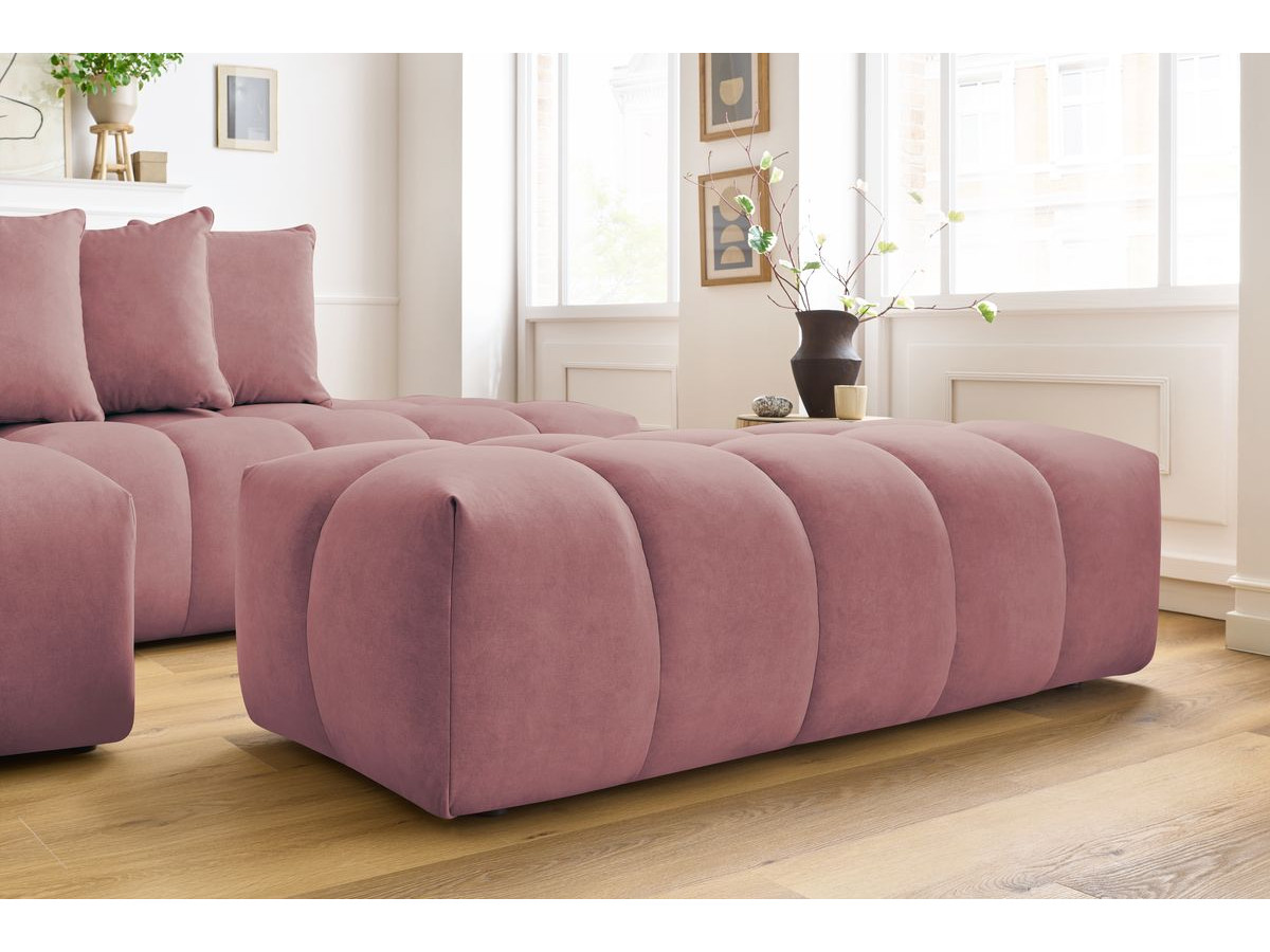 Canapé d'angle fixe MONT-BLANC velours avec pouf