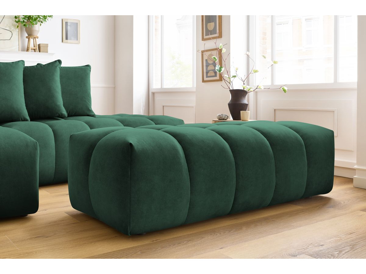 Canapé d'angle fixe MONT-BLANC velours avec pouf